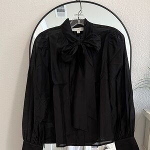 LOFT Black Bow Detail Blouse